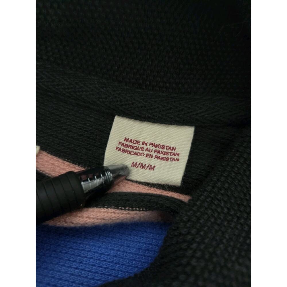 Levi's Funnel Neck Knit Pullover Sweater Off Shore Palace Blue Rugby Stripe M - Picture 6 of 10